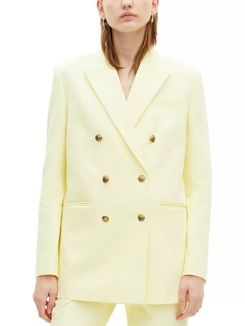 605$ The Kooples Long Sleeves Suit Blazer Jacket Size 34 FR/ 2 US Yellow